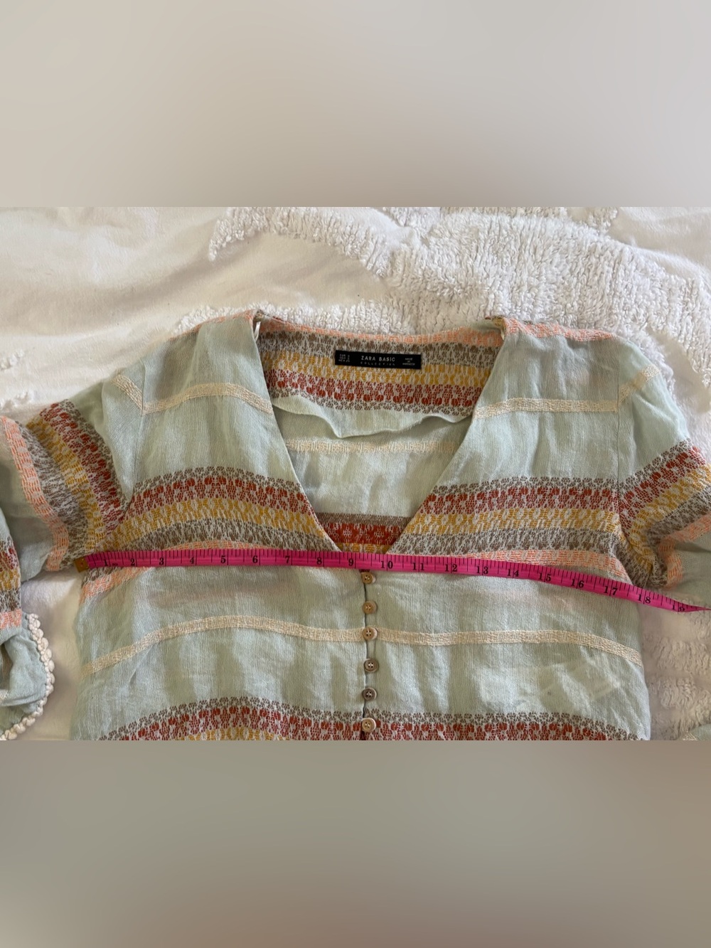 Zara Pastel Striped Button-Front Blouse - Picture 13 of 15